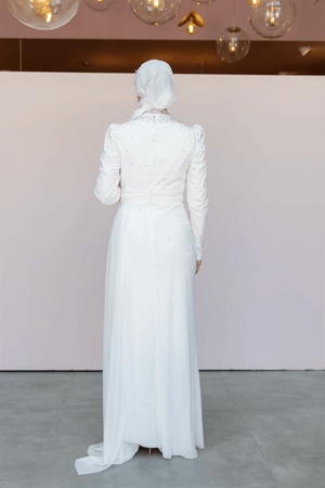 Stoneart Tesettür Abiye - FioraofDress - tesettur - abiye - 44 - Ekru - hijab - evening - dress