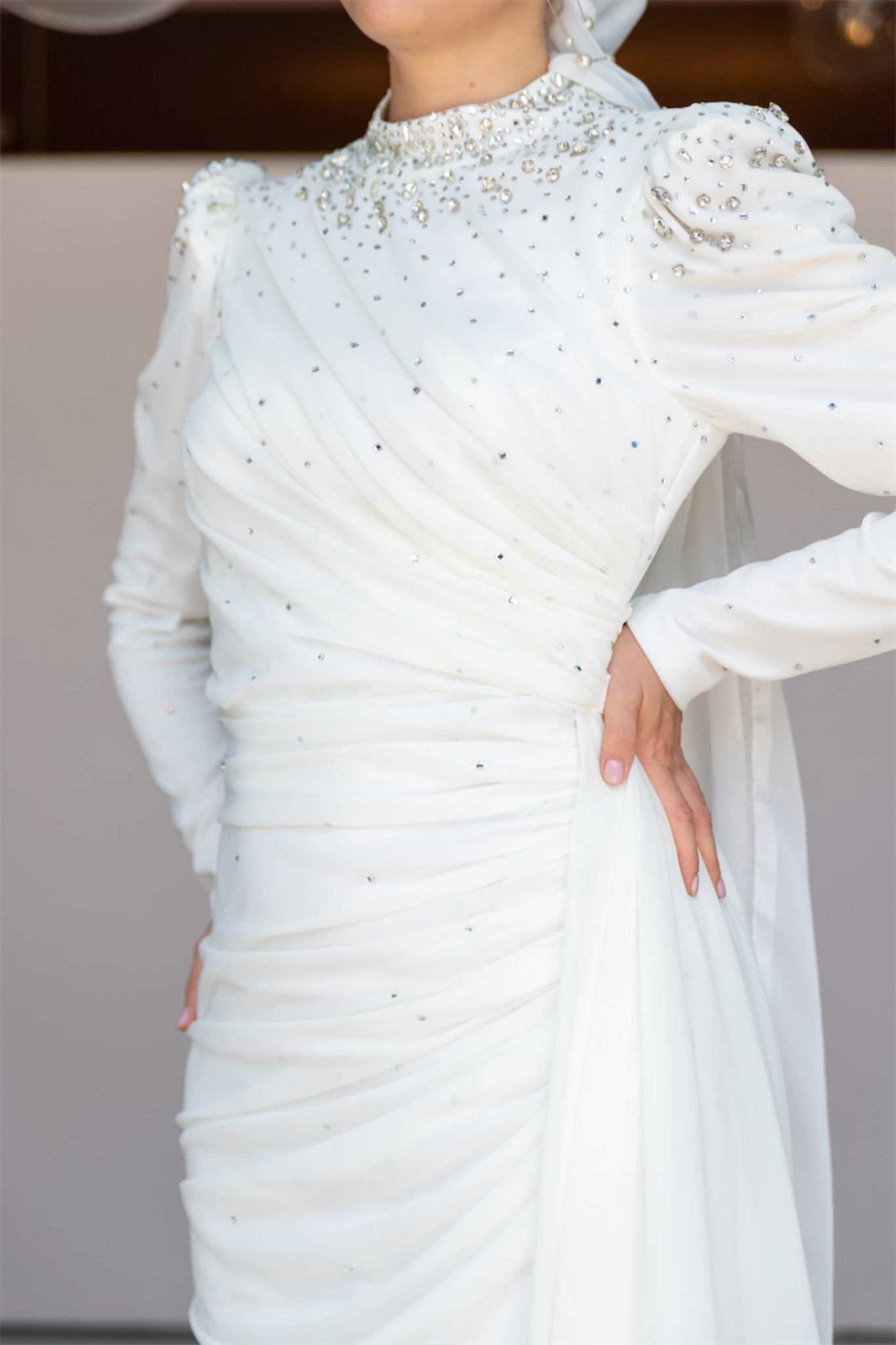 Stoneart Tesettür Abiye - FioraofDress - tesettur - abiye - 44 - Ekru - hijab - evening - dress