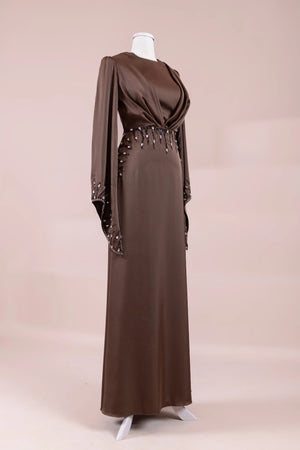 Sue Tesettür Abiye - FioraofDress - tesettur - abiye - Mocha - 38 - hijab - evening - dress