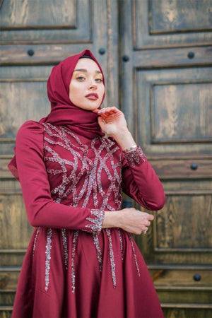 Suyolu işlemeli Tesettür Abiye - FioraofDress - tesettur - abiye - 40 - hijab - evening - dress