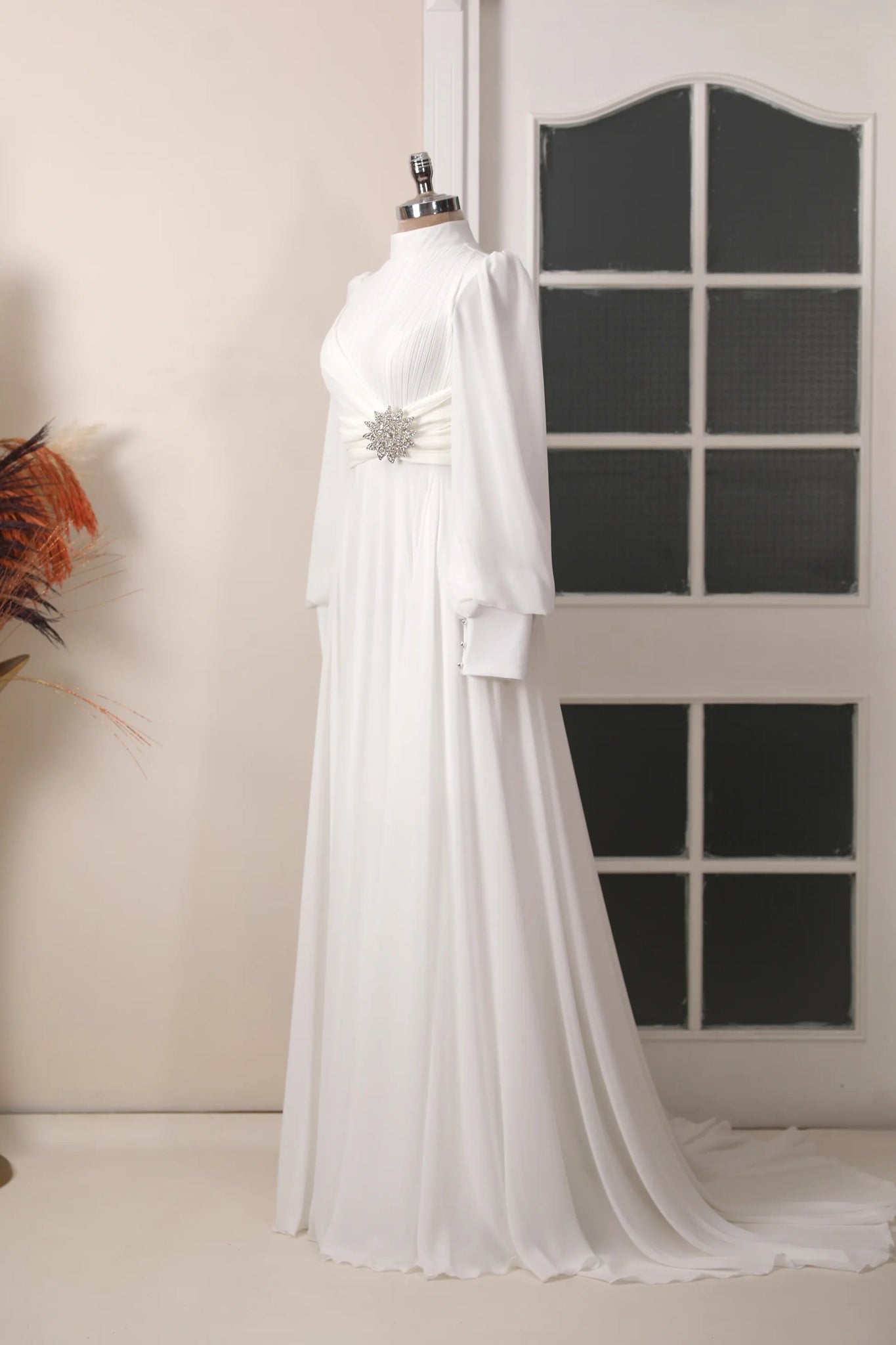 Valerya Abiye - FioraofDress - tesettur - abiye - 38 - Ekru - hijab - evening - dress