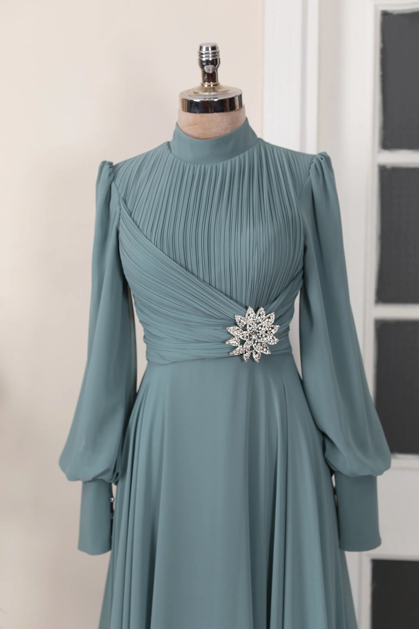 Valerya Abiye - FioraofDress - tesettur - abiye - 38 - mint - hijab - evening - dress