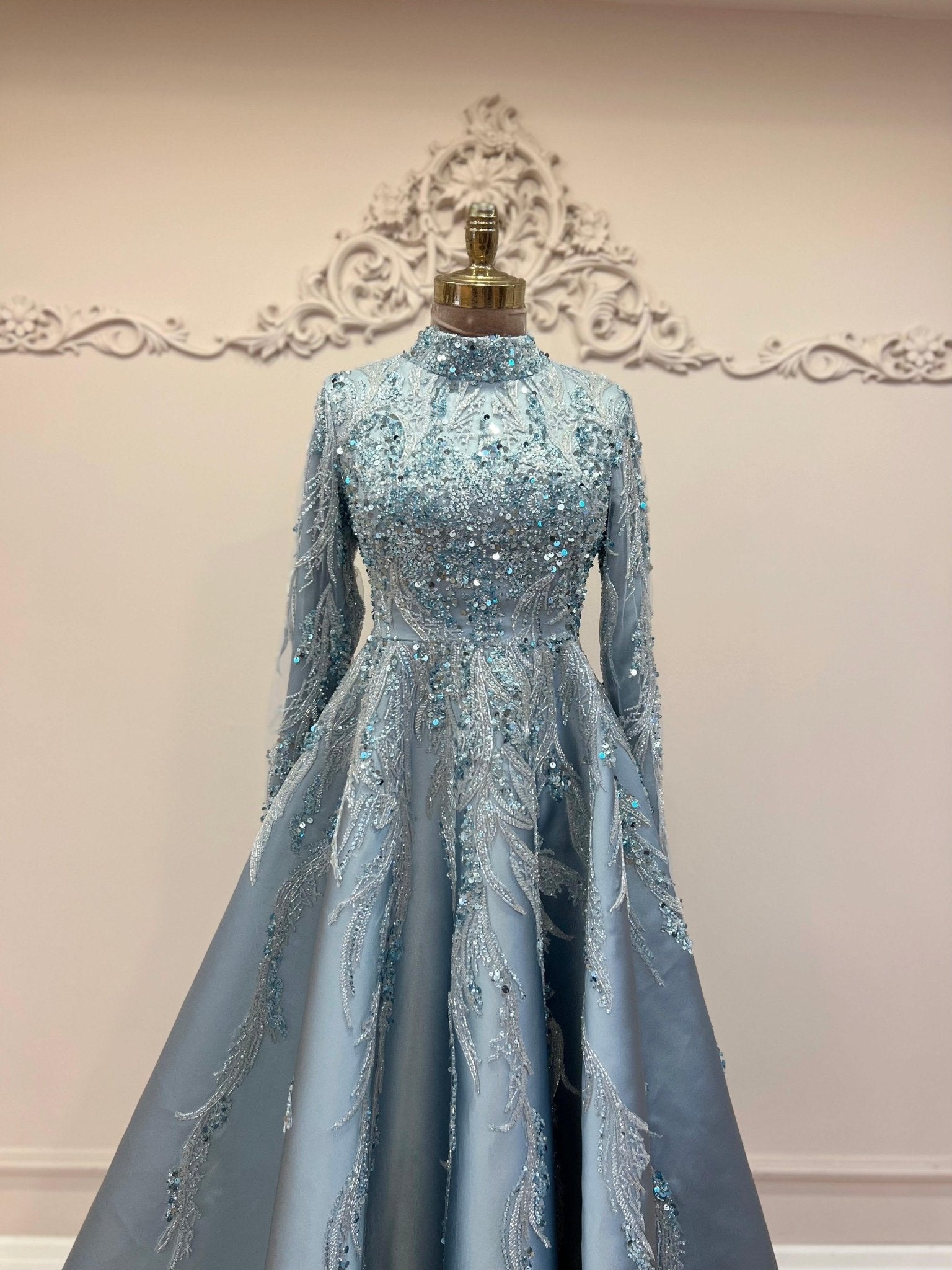 Victoria Tesettür Abiye Mavi - FioraofDress - tesettur - abiye - 48 - MAVİ - hijab - evening - dress