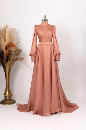 Viktorya Abiye - FioraofDress - tesettur - abiye - 38 - Somon - hijab - evening - dress