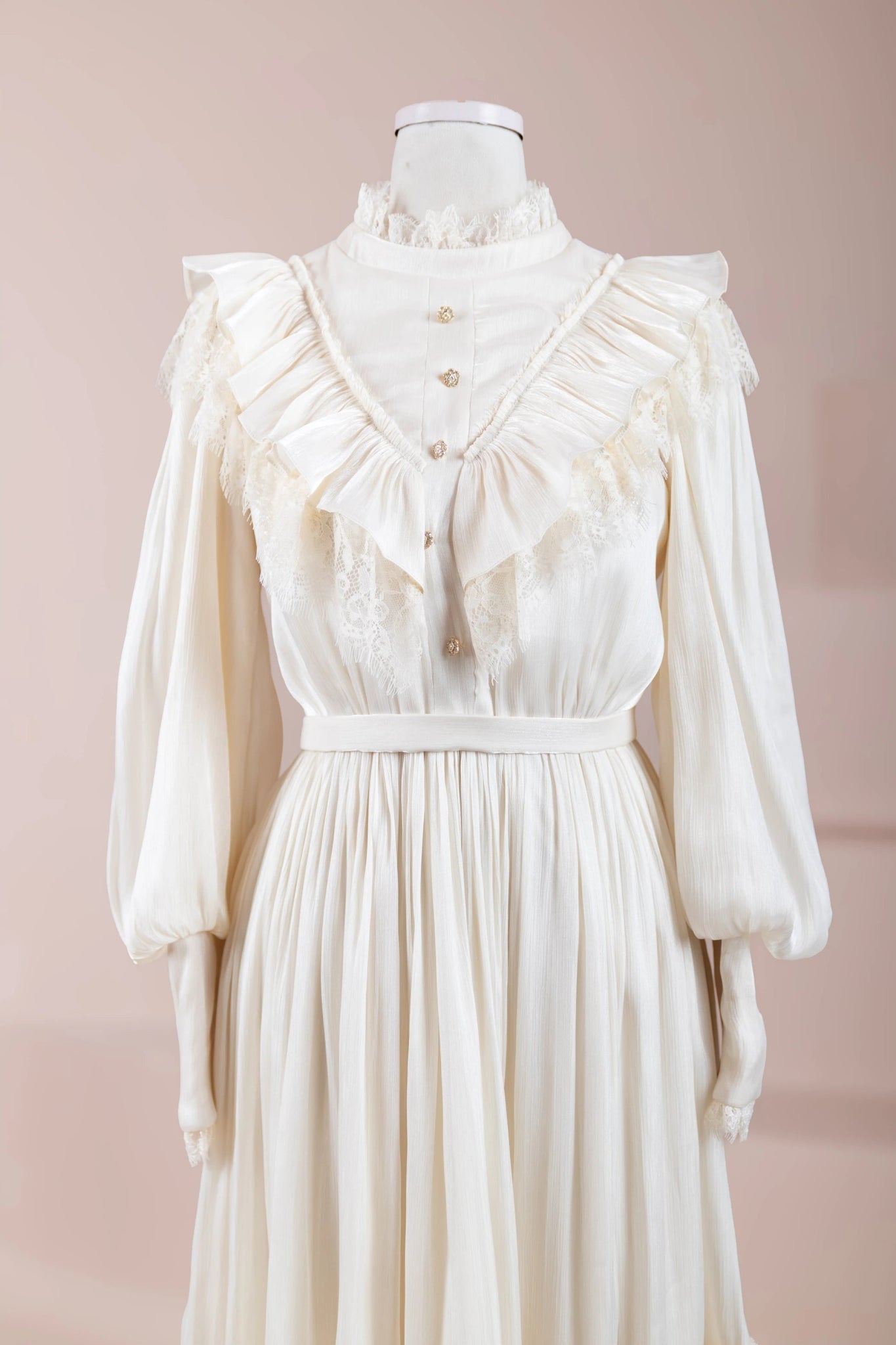 Vintage Tesettür Abiye - FioraofDress - tesettur - abiye - krem - 36 - hijab - evening - dress