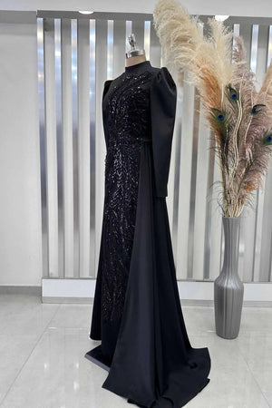 Yaprak Tesettür Abiye - FioraofDress - tesettur - abiye - SİYAH - 38 - hijab - evening - dress