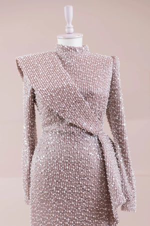 Ziva Tesettür Abiye - FioraofDress - tesettur - abiye - Pudra - 38 - hijab - evening - dress