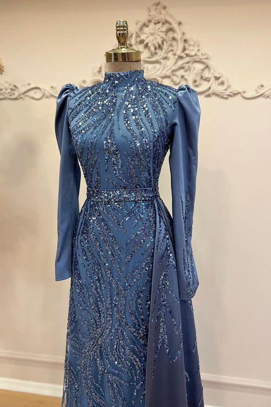 Zühre İndigo Tesettür Abiye - FioraofDress - tesettur - abiye - 52 - İNDİGO - hijab - evening - dress