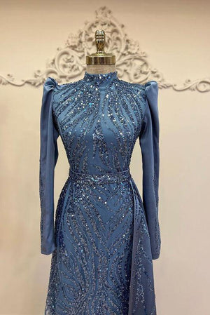 Zühre İndigo Tesettür Abiye - FioraofDress - tesettur - abiye - 52 - İNDİGO - hijab - evening - dress